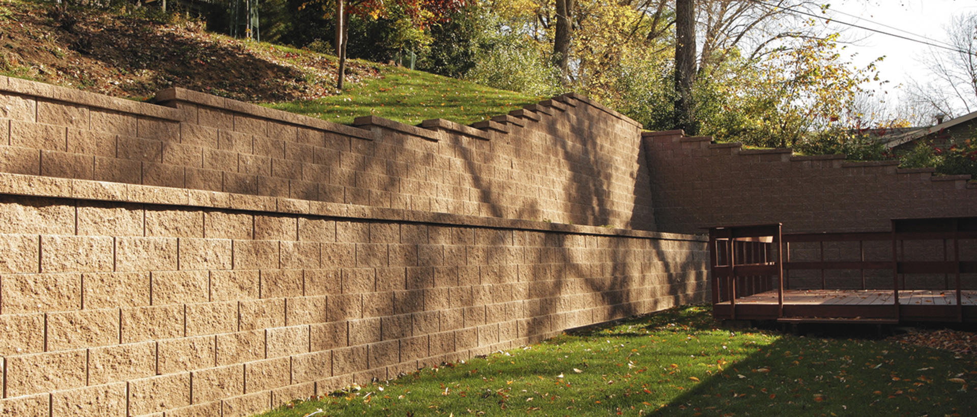 Retaining wall in a backyard