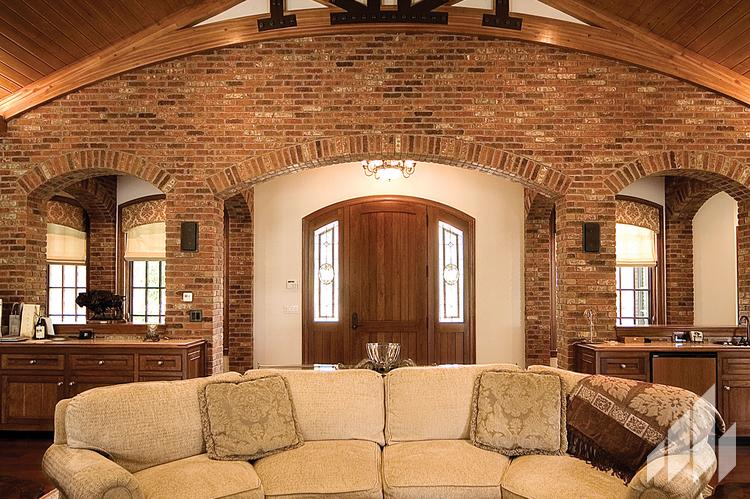 Home entryway made from thin brick 